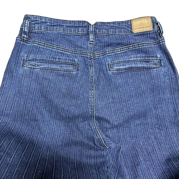 AE cropped pin stripe denim pants mom jean 8 short - Picture 7 of 9